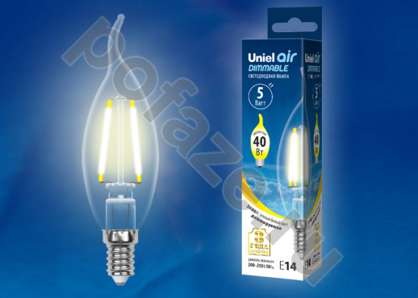Лампа светодиодная LED свеча на ветру Uniel d35мм E14 5Вт 360гр. 200-250В 3000К
