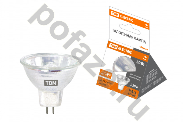 Лампа галогенная с отражателем TDM ELECTRIC d51мм GU5.3 50Вт 60гр. 230В 3000К