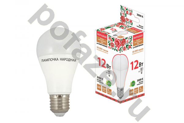 Лампа светодиодная LED грушевидная TDM ELECTRIC d60мм E27 12Вт 270гр. 30-220В 3000К