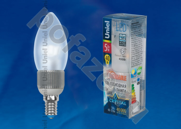 Лампа светодиодная LED свеча Uniel d37мм E14 5Вт 360гр. 220-230В
