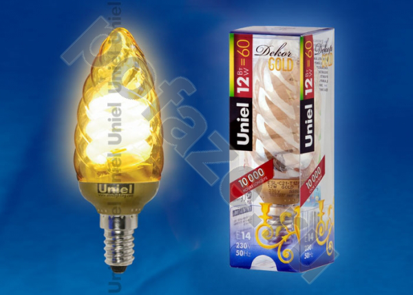Лампа энергосберегающая свеча Uniel d38мм E14 12Вт 220-240В