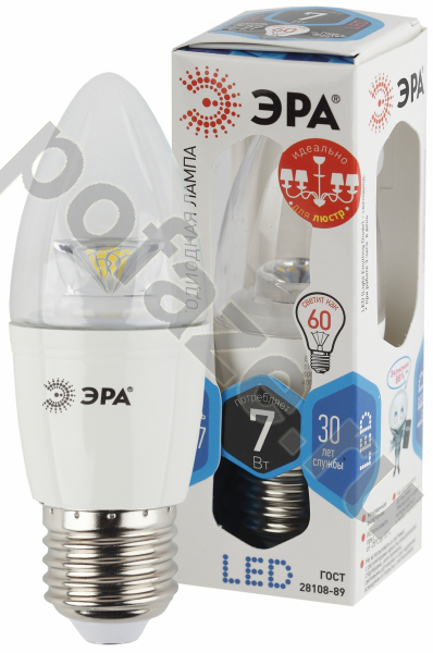 Лампа светодиодная LED свеча ЭРА d37мм E27 7Вт 270гр. 170-265В 4000К