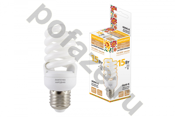 Лампа энергосберегающая спираль TDM ELECTRIC d42мм E27 15Вт 50-180В 4000К