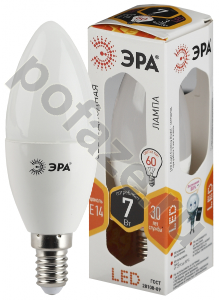 Лампа светодиодная LED свеча ЭРА d35мм E14 7Вт 270гр. 170-265В 2700К