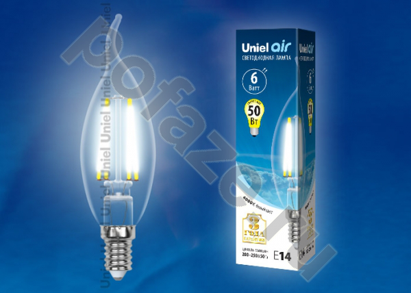 Лампа светодиодная LED свеча на ветру Uniel E14 6Вт