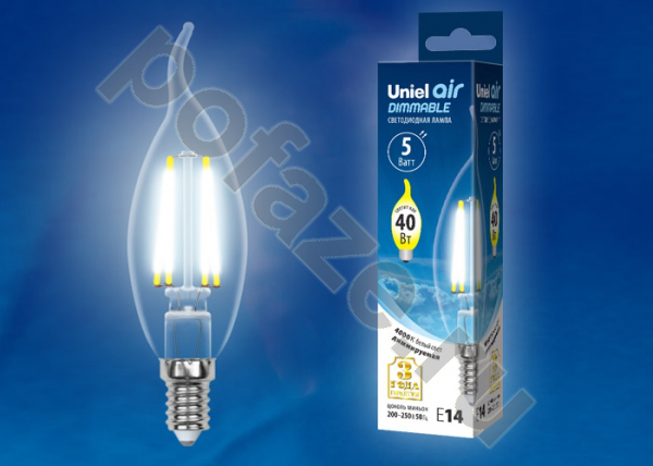 Лампа светодиодная LED свеча на ветру Uniel d35мм E14 5Вт 360гр. 200-250В 4000К