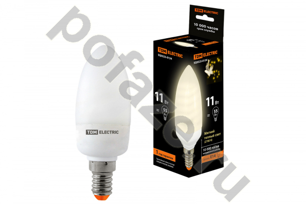 Лампа энергосберегающая свеча TDM ELECTRIC d38мм E14 11Вт 30-220В 2700К