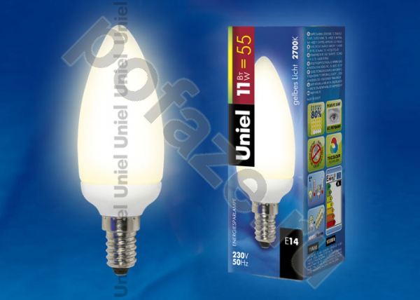 Лампа энергосберегающая свеча Uniel d38мм E14 11Вт 220-230В