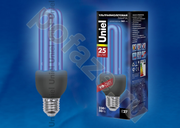 Лампа ультрафиолетовая УФ прямолинейная Uniel d54мм E27 25Вт 220-230В
