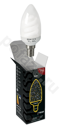 Лампа энергосберегающая свеча Gauss d39мм E14 9Вт 220-240В