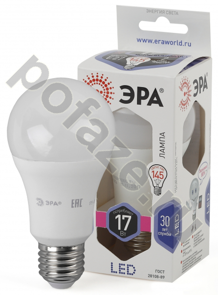 Лампа светодиодная LED грушевидная ЭРА d60мм E27 17Вт 270гр. 170-265В 6000К