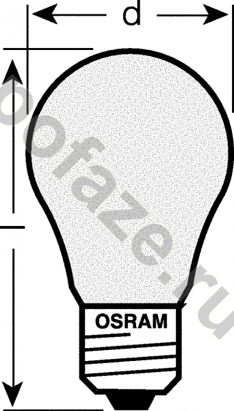 Лампа накаливания грушевидная Osram d55мм E27 60Вт 220-230В