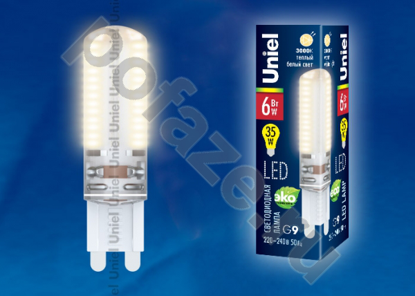 Лампа светодиодная LED капсульная Uniel d16мм G9 6Вт 360гр. 220-230В