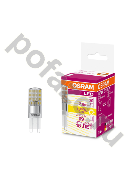 Лампа светодиодная LED капсульная Osram d15мм G9 2.6Вт 300гр. 220-240В 2700К