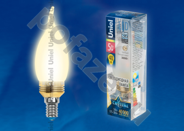 Лампа светодиодная LED свеча на ветру Uniel d37мм E14 5Вт 360гр. 175-265В