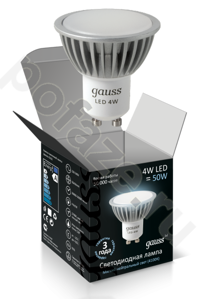 Лампа светодиодная LED с отражателем Gauss d50мм GU10 4Вт 120гр. 100-240В