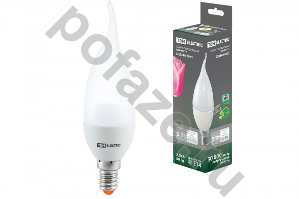 Лампа светодиодная LED свеча на ветру TDM ELECTRIC d37мм E14 5Вт 200гр. 30-220В 3000К