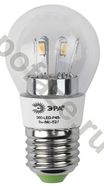 Лампа светодиодная LED шарообразная ЭРА d45мм E27 5Вт 270гр. 170-265В 4000К