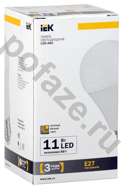 Лампа светодиодная LED грушевидная IEK d60мм E27 11Вт 230В 3000К