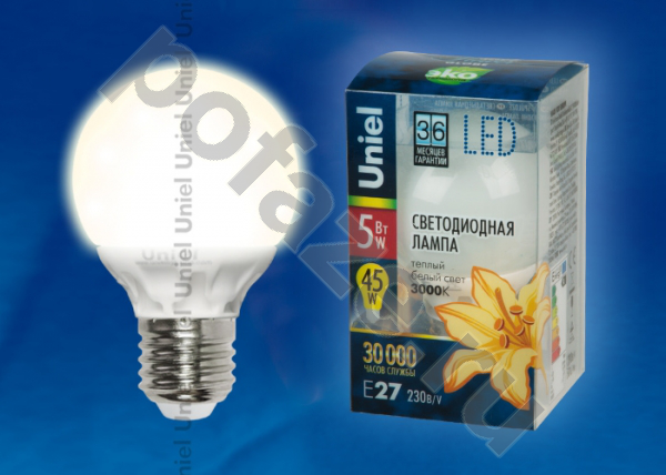 Лампа светодиодная LED шарообразная Uniel d60мм E27 5Вт 220-240В 3000К