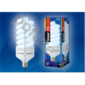 Лампа энергосберегающая спираль Uniel d80мм E27 75Вт 220-230В