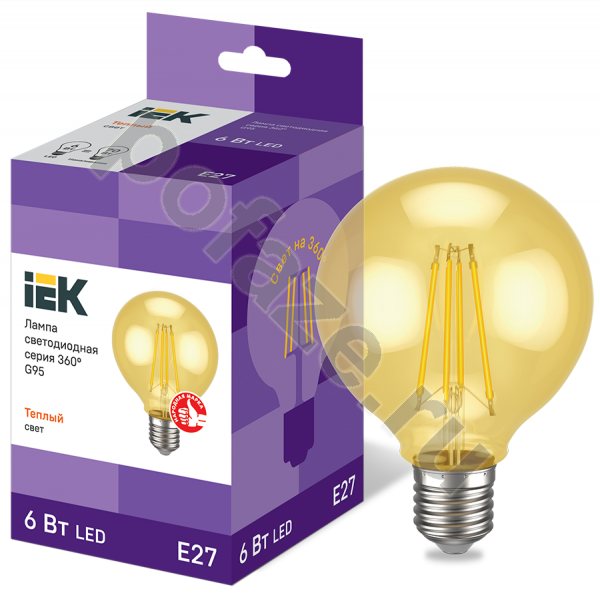 Лампа светодиодная LED шарообразная IEK d95мм E27 6Вт 230В 2700К