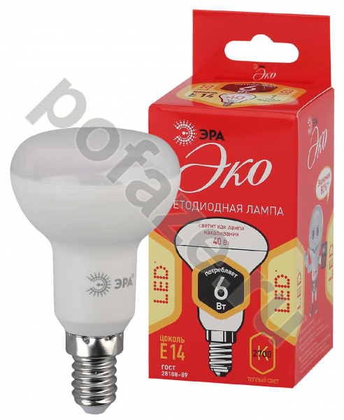 Лампа светодиодная LED с отражателем ЭРА d50мм E14 6Вт 270гр. 220-240В 2700К