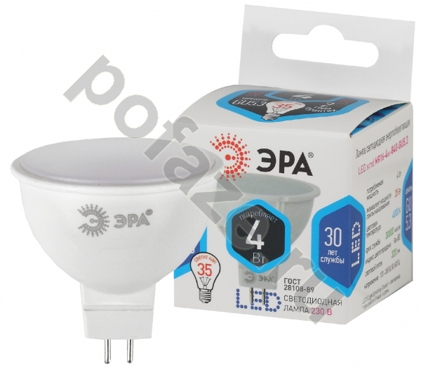 Лампа светодиодная LED с отражателем ЭРА d50мм GU5.3 4Вт 100гр. 170-265В 4000К
