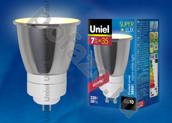 Лампа энергосберегающая Uniel GU10 7Вт 2800К