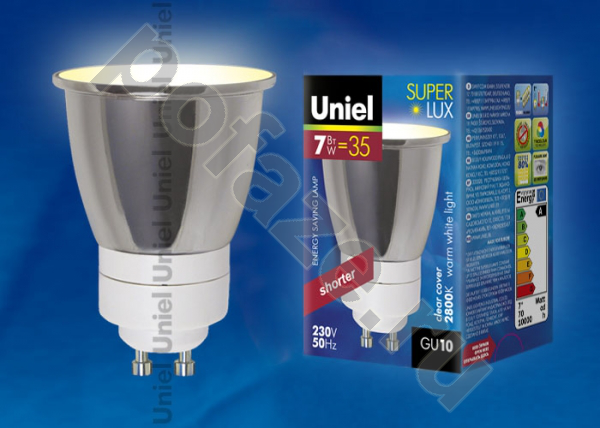 Лампа энергосберегающая с отражателем Uniel d50мм GU10 7Вт 220-230В