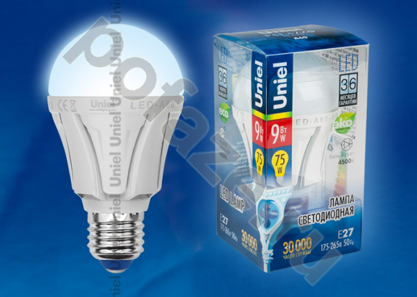 Лампа светодиодная LED грушевидная Uniel d60мм E27 9Вт 160гр. 220-230В