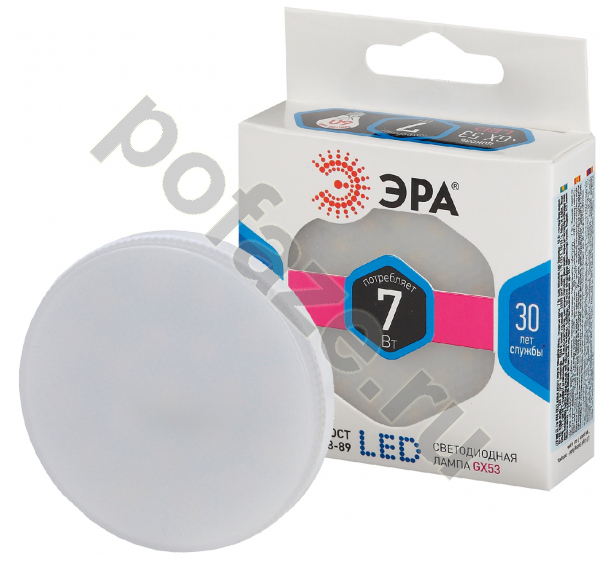 Лампа светодиодная LED таблетка ЭРА d75мм GX53 7Вт 100гр. 170-265В 4000К