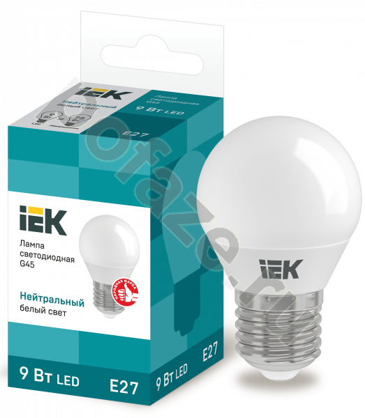 Лампа светодиодная LED шарообразная IEK d45мм E27 9Вт 230В 4000К