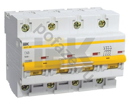 Автоматический выключатель IEK ВА 47-100 4П 25А (C) 10кА