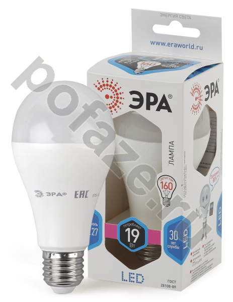 Лампа светодиодная LED грушевидная ЭРА d65мм E27 19Вт 270гр. 170-265В 4000К