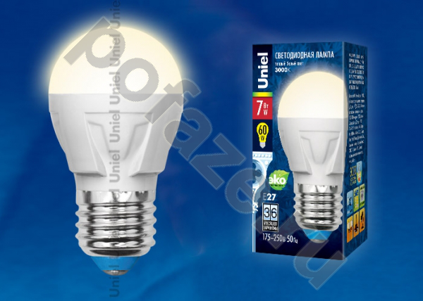 Лампа светодиодная LED шарообразная Uniel d45мм E27 7Вт 240гр. 175-250В 3000К