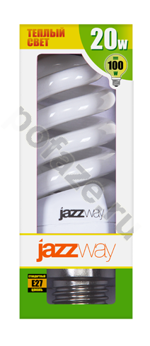 Лампа энергосберегающая спираль Jazzway d49мм E27 20Вт 220-240В