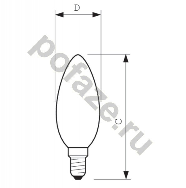 Лампа накаливания свеча Philips d35мм E14 60Вт 230В