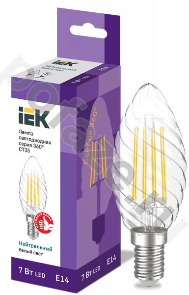 Лампа светодиодная LED свеча витая IEK d35мм E14 7Вт 230В 4000К