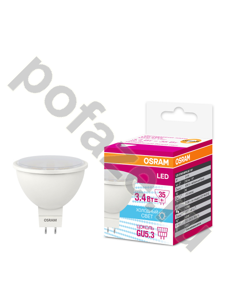 Лампа светодиодная LED с отражателем Osram d50мм GU5.3 3.4Вт 110гр. 220-230В 4000К