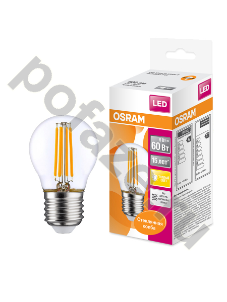 Лампа светодиодная LED грушевидная Osram d45мм E27 5Вт 320гр. 220-230В 2700К