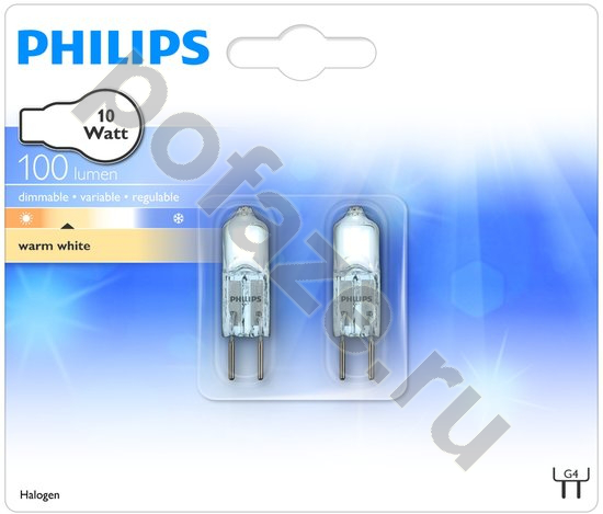 Лампа галогенная капсульная Philips d10мм G4 10Вт 12В