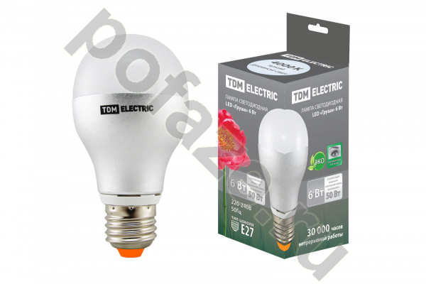 Лампа светодиодная LED грушевидная TDM ELECTRIC d58мм E27 6Вт 30-220В 4000К
