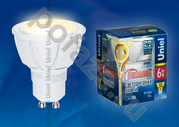 Лампа светодиодная LED с отражателем Uniel d50мм GU10 6Вт 110гр. 220-230В