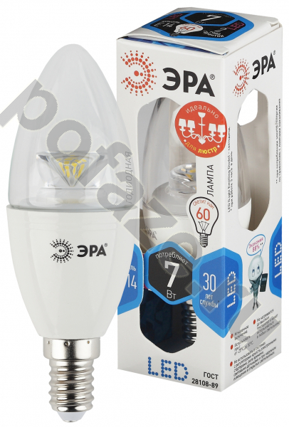 Лампа светодиодная LED свеча ЭРА d37мм E14 7Вт 270гр. 170-265В 4000К