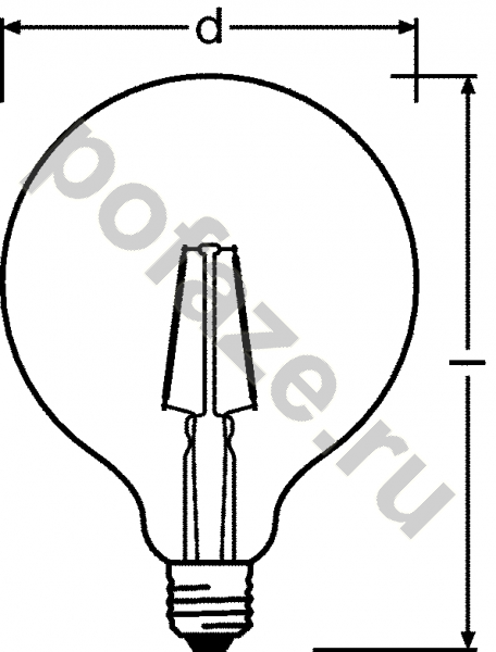 Лампа светодиодная LED шарообразная Osram d125мм E27 4.5Вт 360гр. 220-240В 2500К
