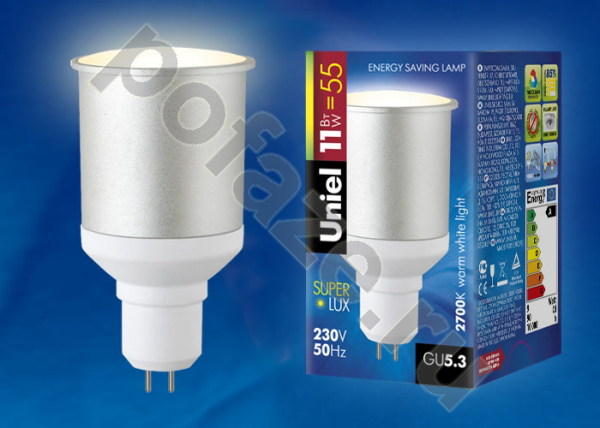 Лампа энергосберегающая с отражателем Uniel d50мм GU5.3 11Вт 220-230В