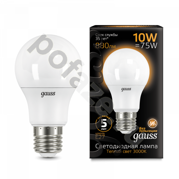 Лампа светодиодная LED шарообразная Gauss d60мм E27 10Вт 240гр. 180-240В 3000К