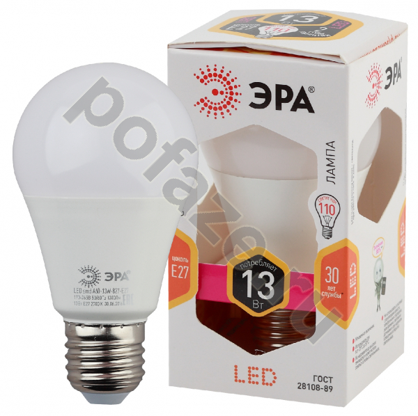 Лампа светодиодная LED грушевидная ЭРА d60мм E27 13Вт 270гр. 170-265В 2700К