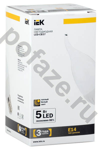 Лампа светодиодная LED свеча на ветру IEK d38мм E14 5Вт 230В 3000К